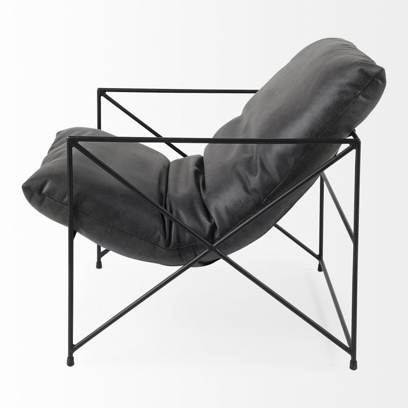 5" W Armchair, Black Faux Leather