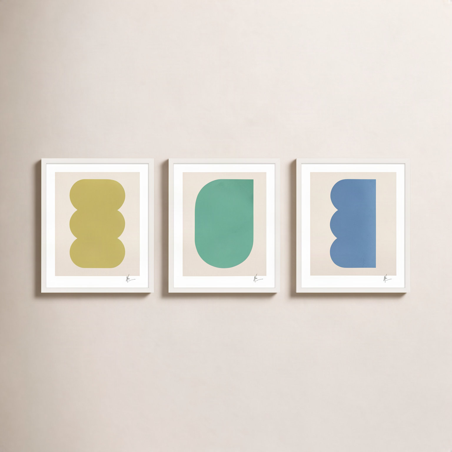 Keyhole 4-6. Set Of 3 by Lee Lessem, 25" H x 20" W x 1.25" D, White Framed