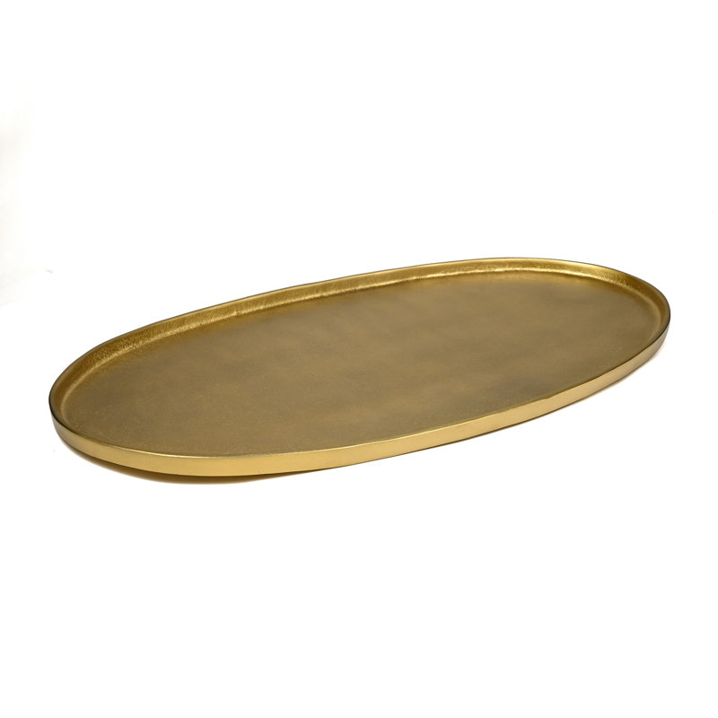Plateau ovale en fonte d'aluminium, H 1,2 po x l 29,5 po x P 15,7 po