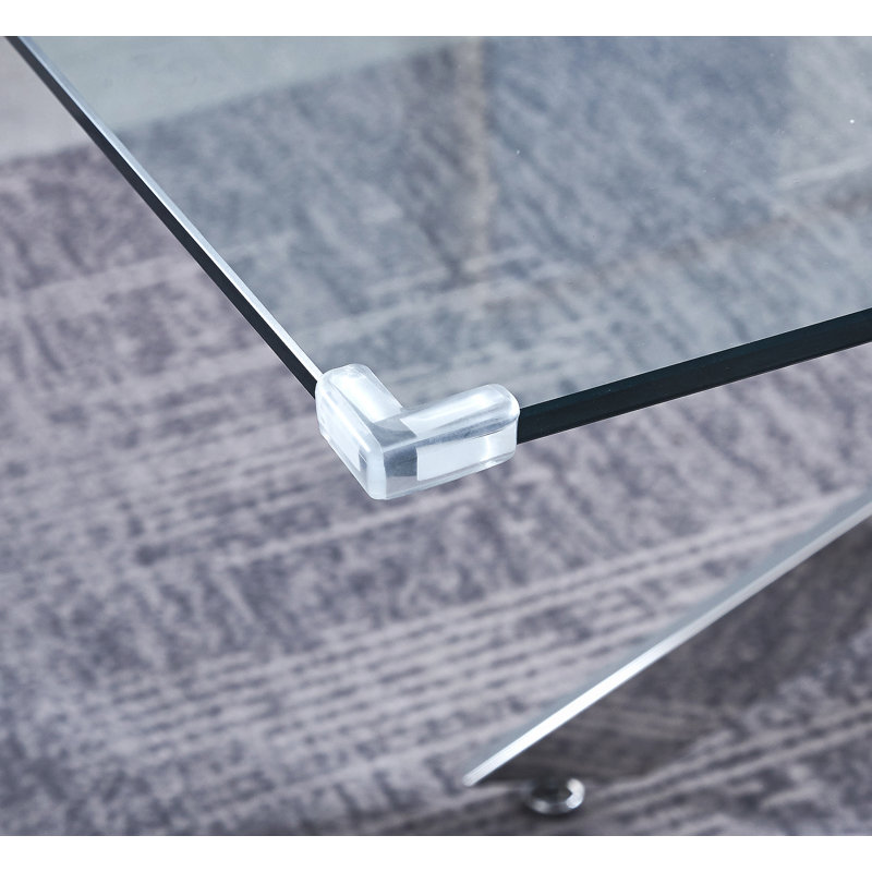 Table de salle à manger rectangulaire en verre trempé, design d'intérieur de salle à manger moderne