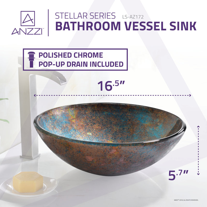 Emerald Burst Handcrafted Glass Above-Counter Vessel Sink