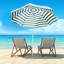 Parasol de plage rond de 1,80 m avec mécanisme d'inclinaison, rayé vert