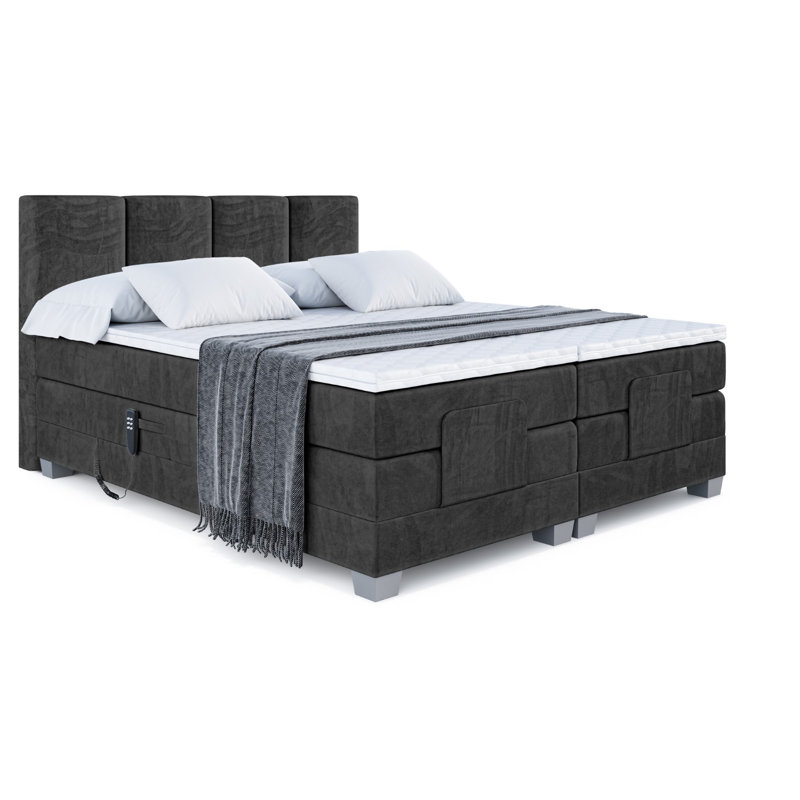 Granita Pocket Spring Mattress Divan Bed Base, Black, 200cm x 200cm