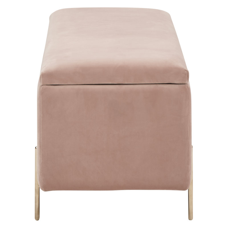 Baringer Velvet Upholstered Bench with Flip Top, Blush Pink