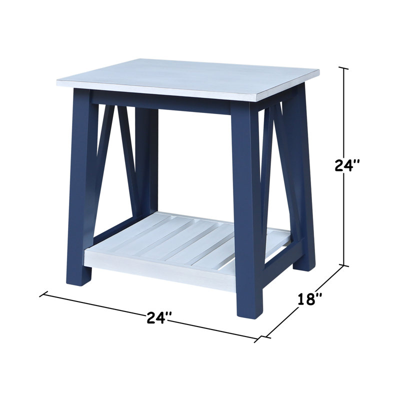 Table de bout Surrey, Dessus de craie antique / base bleue