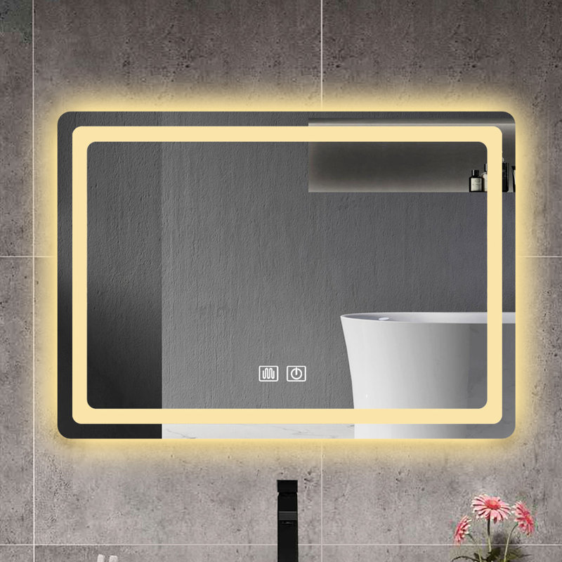 Miroir de salle de bain 23 * 31 - brouillard, degré de lumen élevé, tension stable et éclairage, ceintures de qualité, accessoires de montage