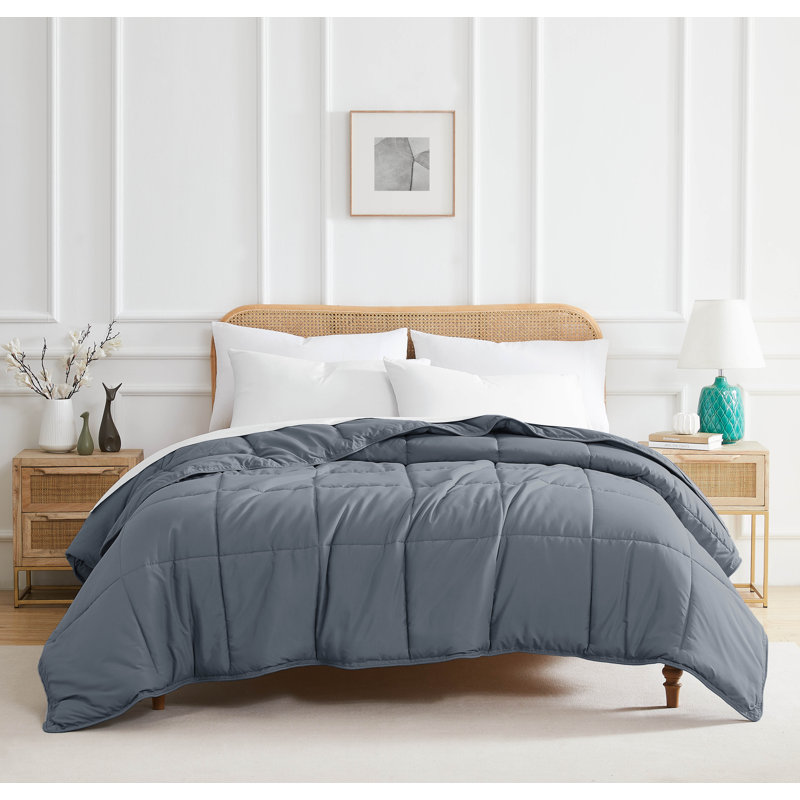 Southshore Fine Linens Vilano Down Alternative Comforter, 240 GSM Double-Brushed Microfiber Oversized All-Season Comforter with Box Stitching, Piped Edges and Corner Tabs, Twin/Twin XL, Slate Blue