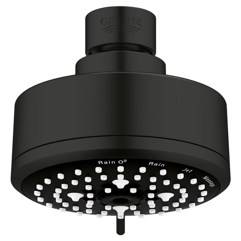 Pomme de douche fixe à 4 réglages Tempesta, Noir mat, 1,75 gallons par minute