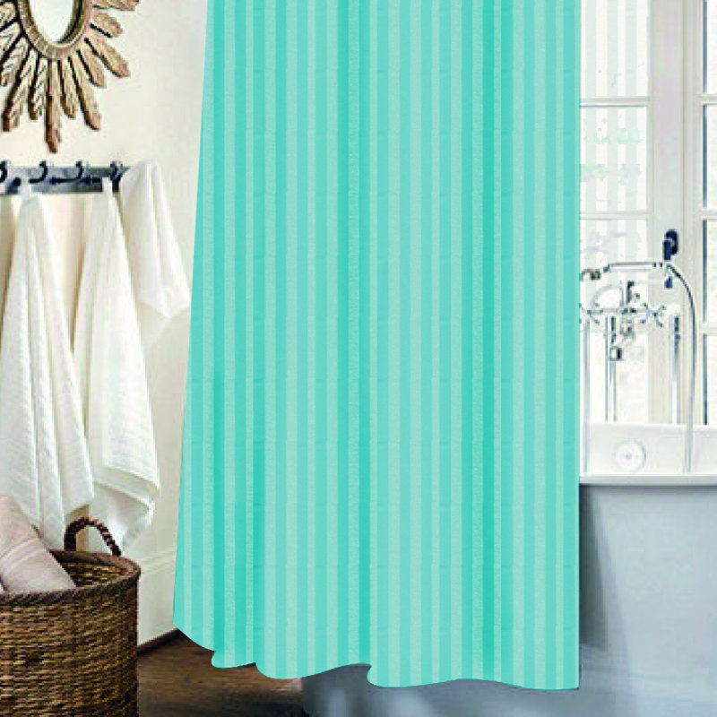 Carson Striped Shower Curtain with Hooks Included, 70" H x 72" W, Ivory