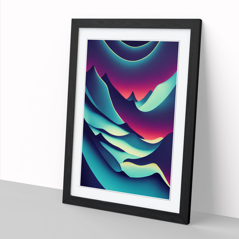 Glacier Neon - Picture Frame Print, Black, 64cm H x 46cm W x 2cm D