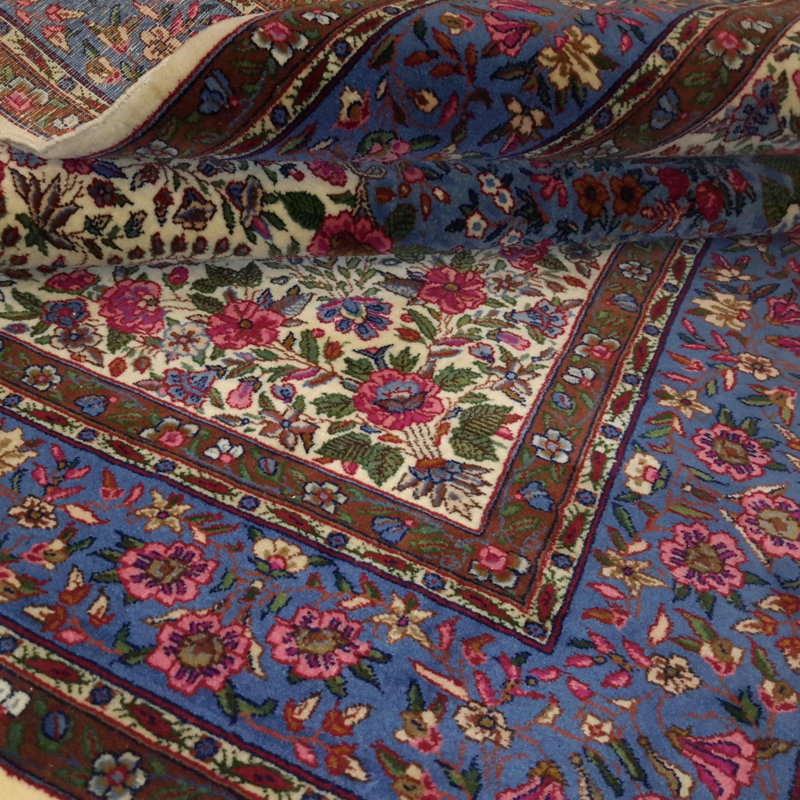Canvello Hand Made Traditional Medallion Sino Kerman Rug - 4'0'' X 6'0''