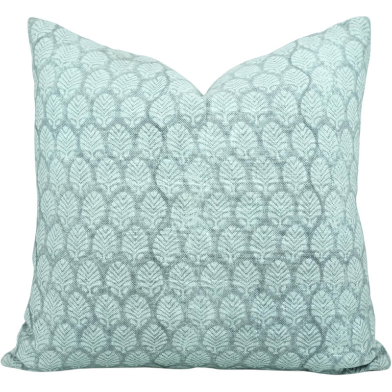 Housse de coussin en lin à imprimé à la main Fab Divine Sangmarmar, H 14 po x l 14 po