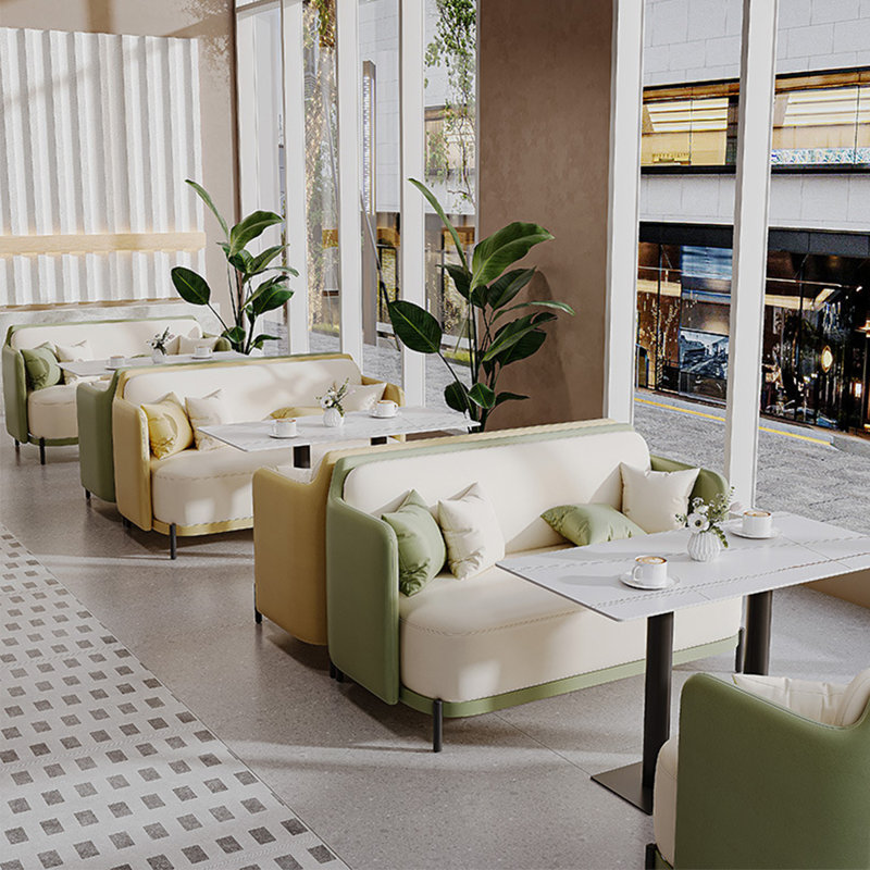 Banc de canapé double en similicuir, Beige et vert