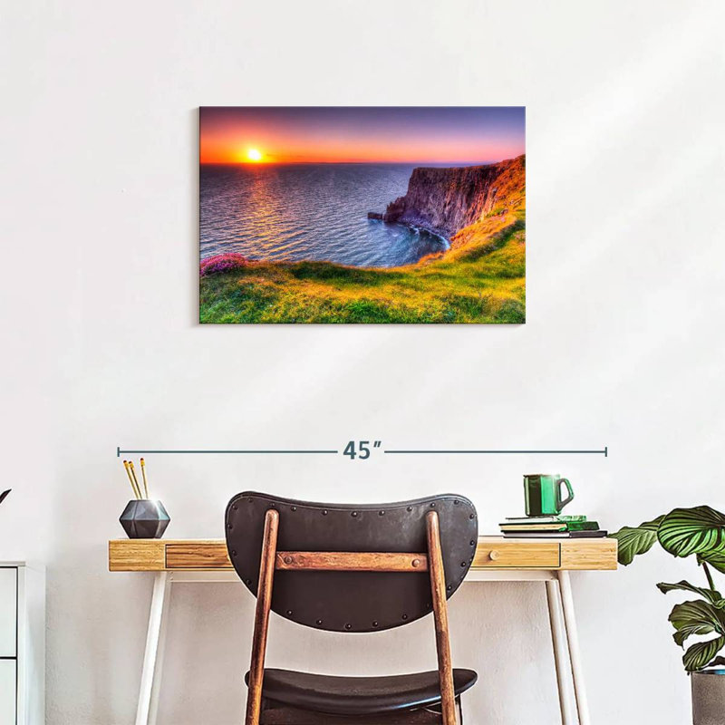 Ravi, coucher de soleil sur les falaises, H 20 po x l 30 po