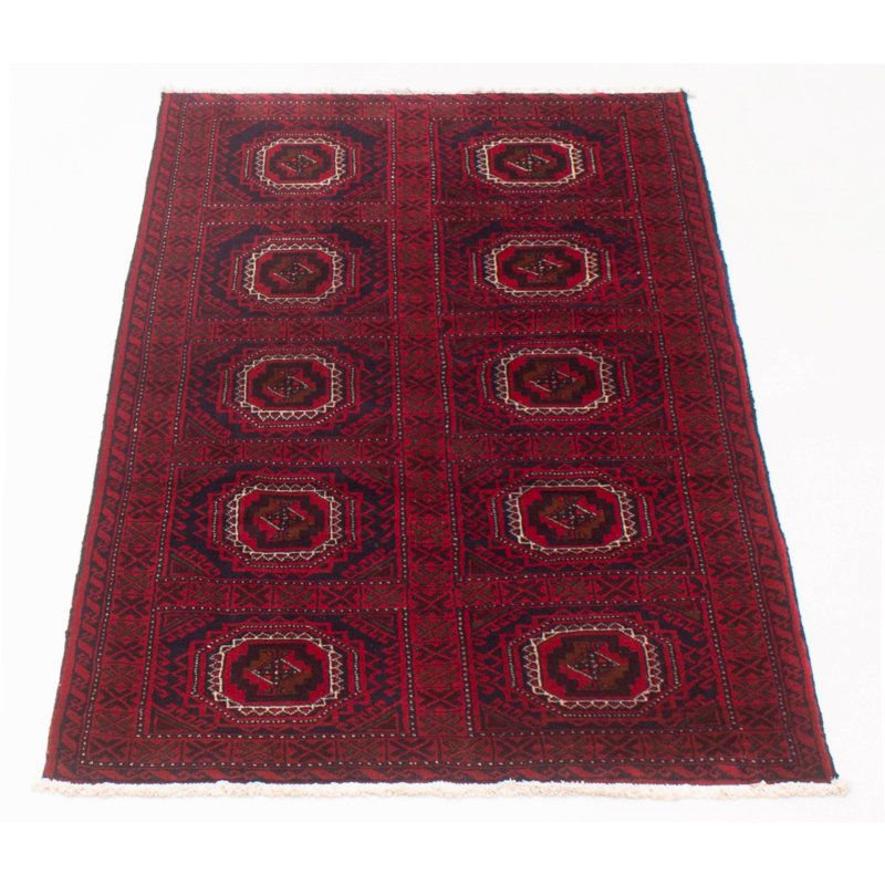 Tapis rouge en laine noué à la main de conception unique 3 pi 4 po x 5 pi 10 po nouvel âge Kalgoorlie