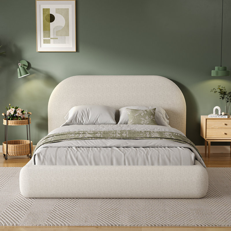 Upholstered Ottoman Bed, Modern Ottoman Storage Bed with Gas Lift Storage, No Box Spring Required, Simple Assembly, Beige