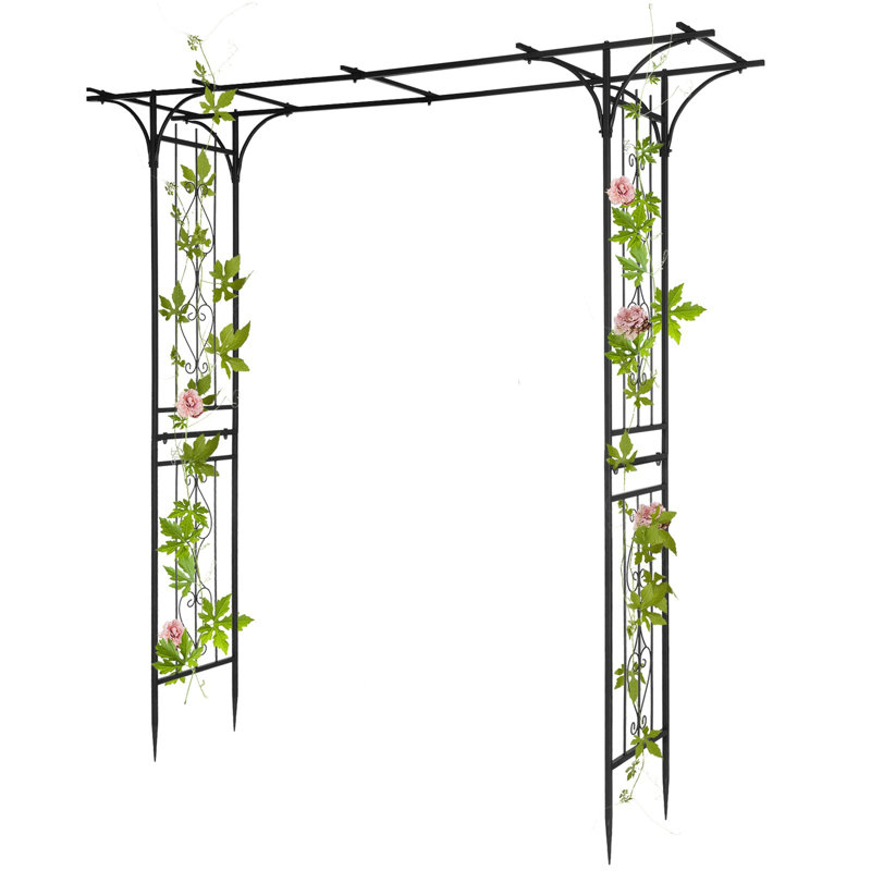 206cm W x 41cm D Metal Arbour in Black