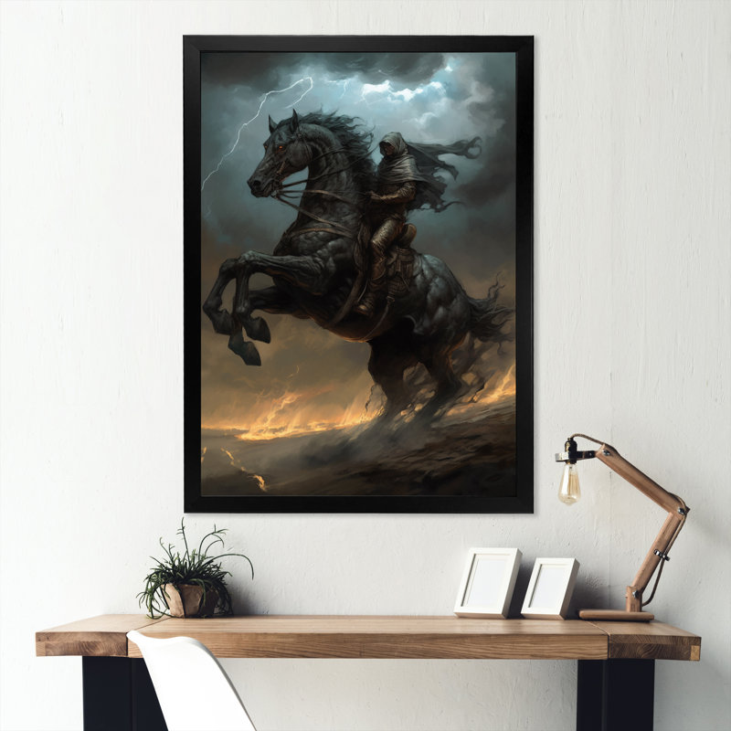 Impression sur toile fantaisie, Demon Rider, reproduction d'art foncé - Demon Rider, Cadre d'angle fermé noir