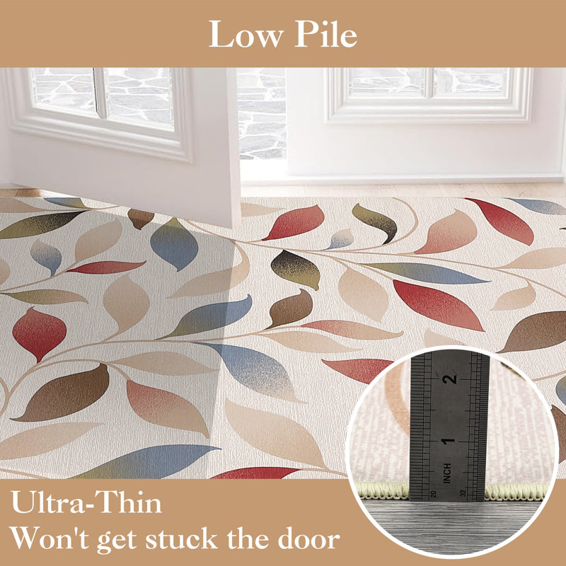 Machine Washable Rug Modern Leaf Area Rug Ultra-Thin Rug Durable Floor Carpet Easy-Cleaning Rug, Rectangle 10' x 13'