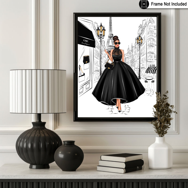 Dame en noir, Unframed, Poster, 11"H x 14"W