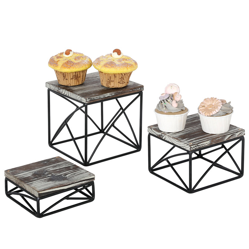 3-Piece Tiered Stand Set, Brown