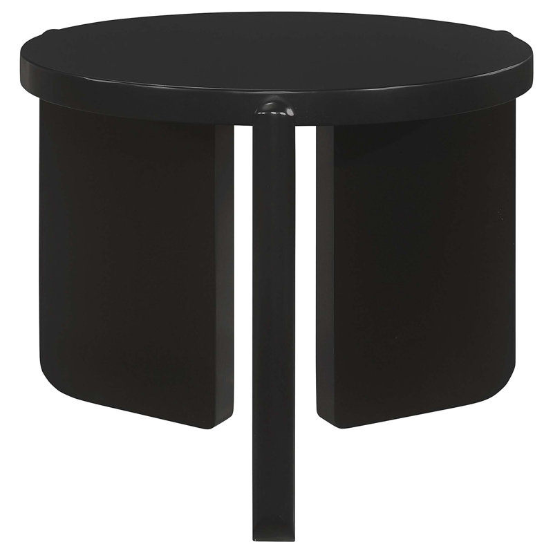 Harrison Black Round Solid Wood End Table