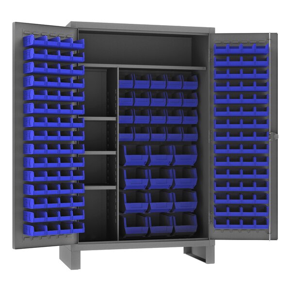 Bin Storage Cabinet - 48 x 24 x 78, 168 Blue Bins