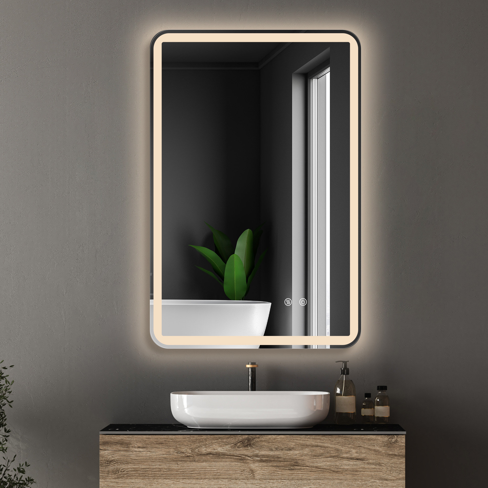 Ivy Bronx Giesela LED Lighted Bathroom Mirror Front and Backlit Lights ...