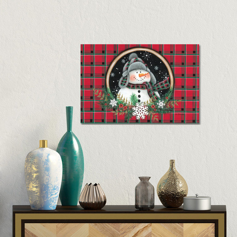 «Snowflake Snowman Portrait», reproduction d'art sur toile tendue, H 12 po x l 18 po, Toile tendue, Ne s’applique pas
