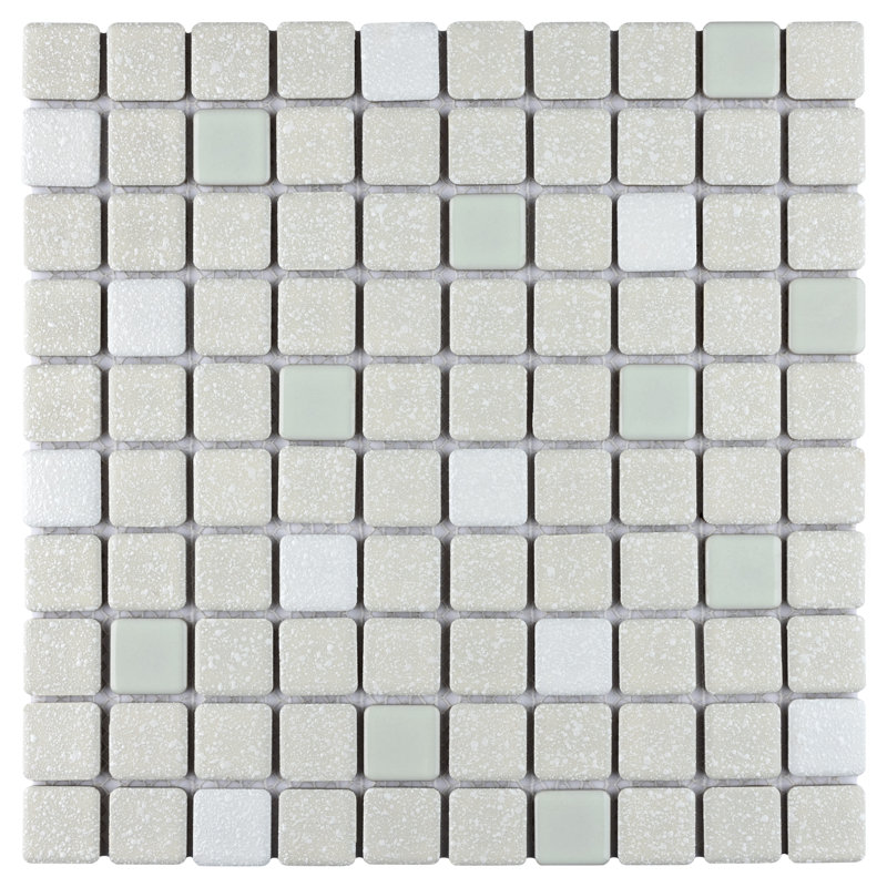 Crystalline Square 12 " x 12 " Porcelain Mosaic Wall & Floor Tile, Pistachio