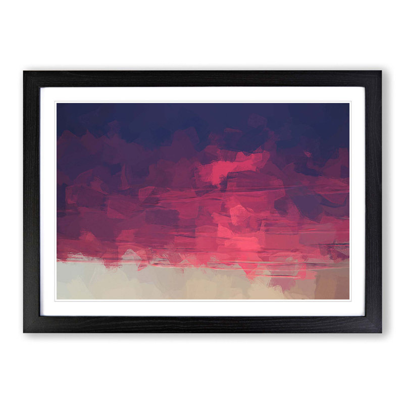 Burning Clouds in Abstract - Picture Frame Graphic Art Print, 48cm H x 65cm W x 2cm D, Black Framed