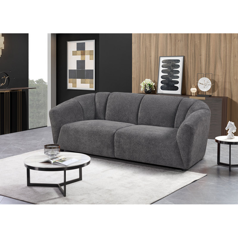 Inke Upholstered 78.35'' Sofa, Gray Microfiber/Microsuede