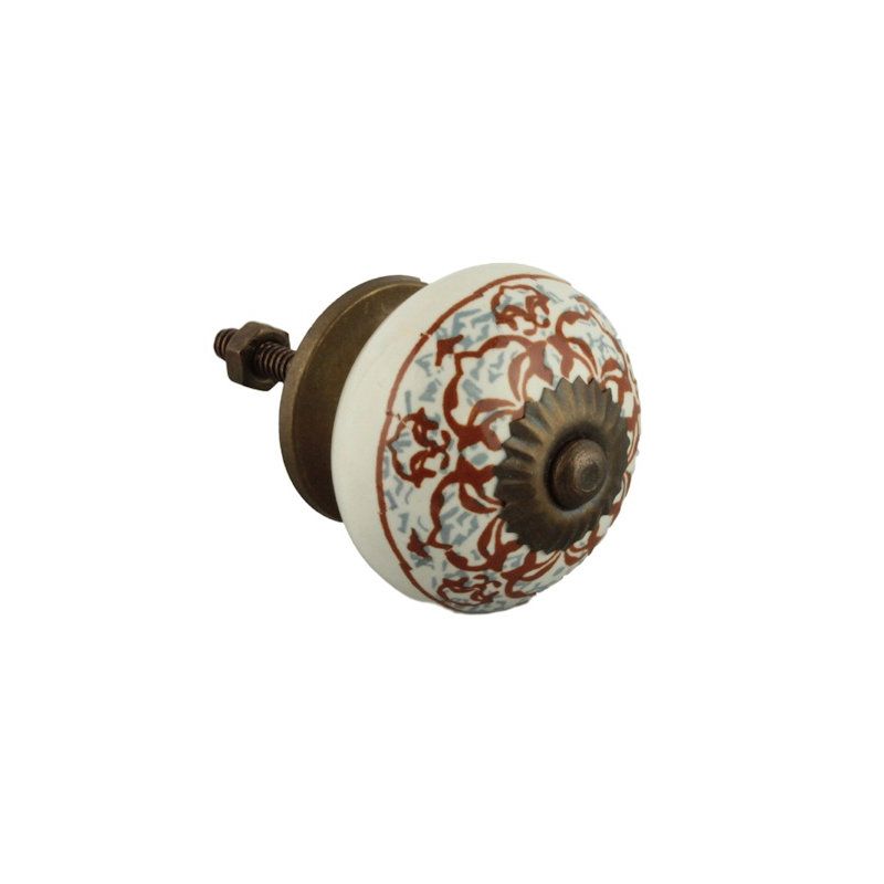 (5 Pack) 1-1/2 inch Ornate Knob White