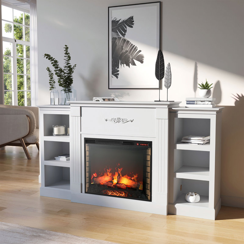 Meuble télé avec foyer électrique pour téléviseur de 65 po ou moins Maranto, Blanc