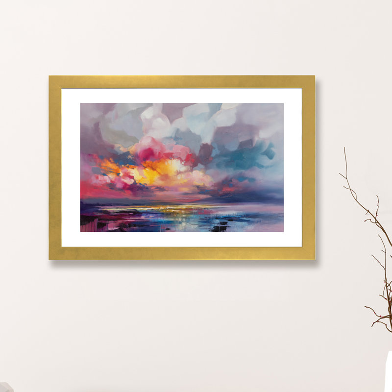 « deplacement » par scott naismith-reproduction d’art, H 16 po x l 24 po x P 1 po, Papier encadré doré