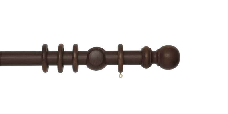 Curtain Pole and Hardware Set, Dark Oak, 3.5 cm L x 120 cm W