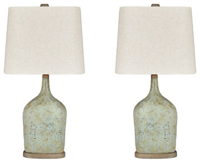 Dakota Fields Bottle Shape Paper Composite Table Lamp With Fabric Shade, Set Of 2, Gray | Wayfair