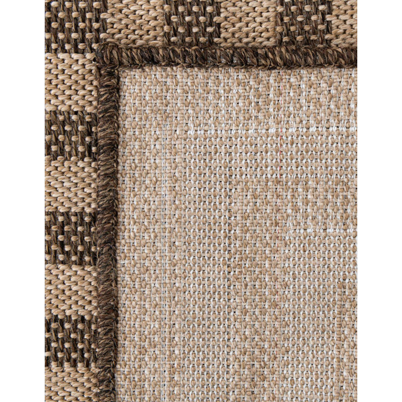 Havenhill Geometric Machine Woven Polypropylene Area Rug in Brown, Runner 2'9" x 12'