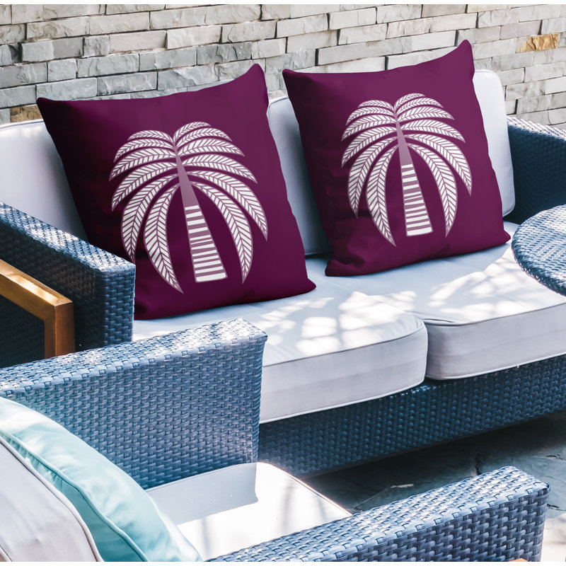 Housse et insert de coussin décoratif intérieur / extérieur en mélange de polyester, L 15 po x H 15 po, Mauve