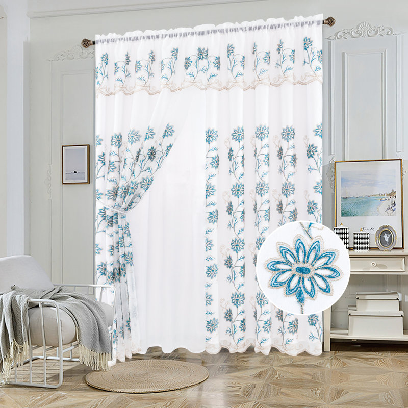 Alok Room Darkening Curtain Single Panel, Aqua