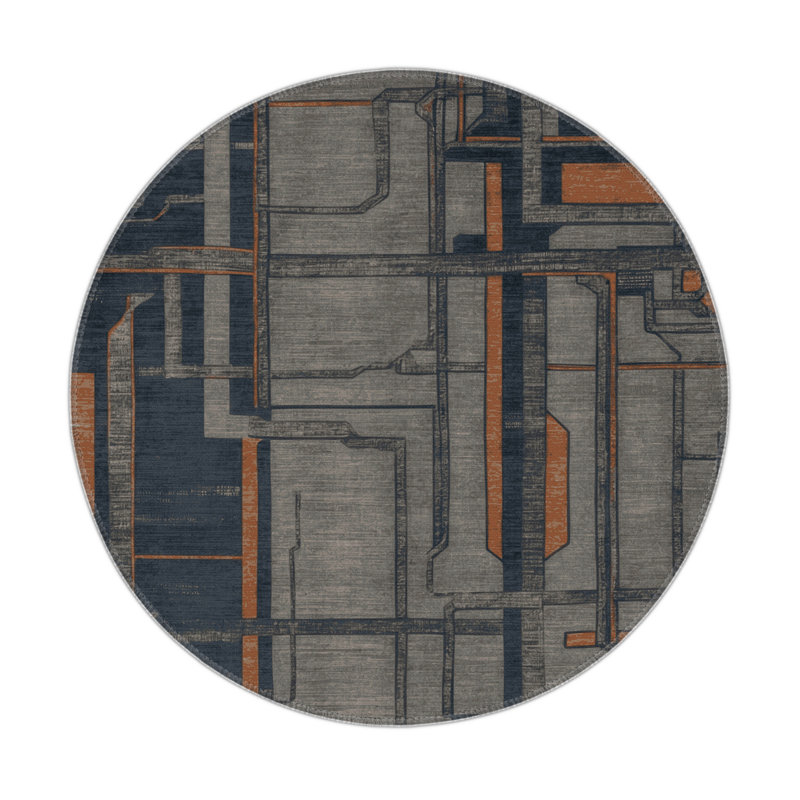 Turkish Gray Indoor and Outdoor Area Rug, Round 5'