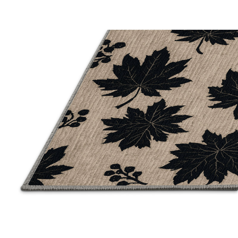  Tapis lavable à motif de fruits noirs mûre, Rectangulaire 3 pi x 5 pi