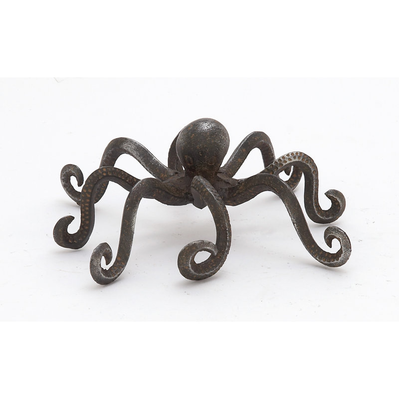 Cummins Metal Octopus Decorative Black Sculpture with Long Tentacles and Suctions Detailing
