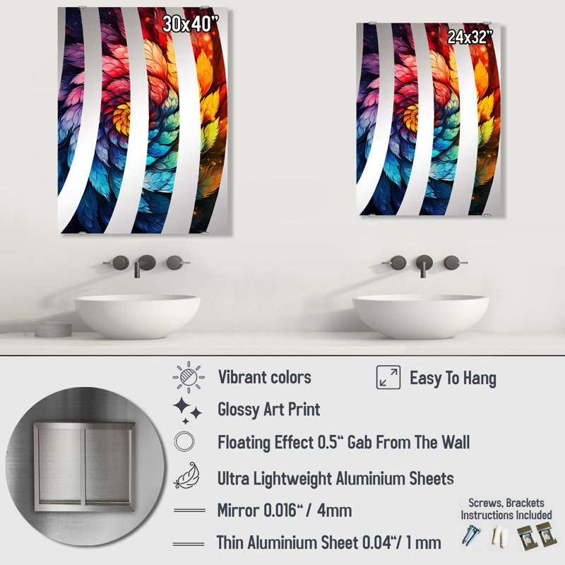 Everett - Miroir mural fractal abstrait MIR137072, 32 po x 24 po