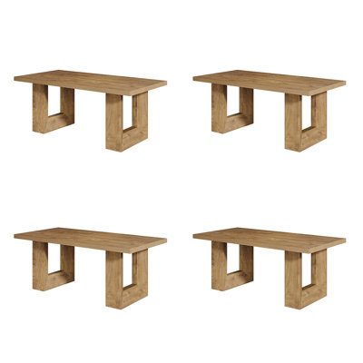 4 Pcs Dining Table For 8 People, 63-Inch Brown Rectangular Kitchen Table With Strong Geometric Frame, Industrial Large Long Dining Room Table For Big Family Sets Of 4