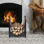 Indoor Outdoor Firewood Holder Rack with Brown Leatherette