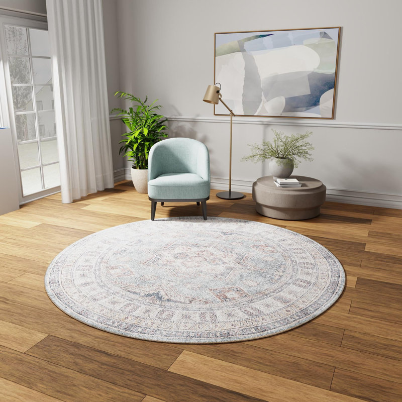 Tapis vert doux Aucun, Rond 2 pi