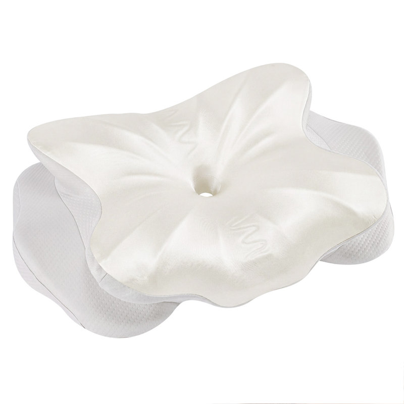 25" x 15" Ergonomic Contoured Cooling & Neck Support Memory Foam Cervical Pillow,  LightGray&White