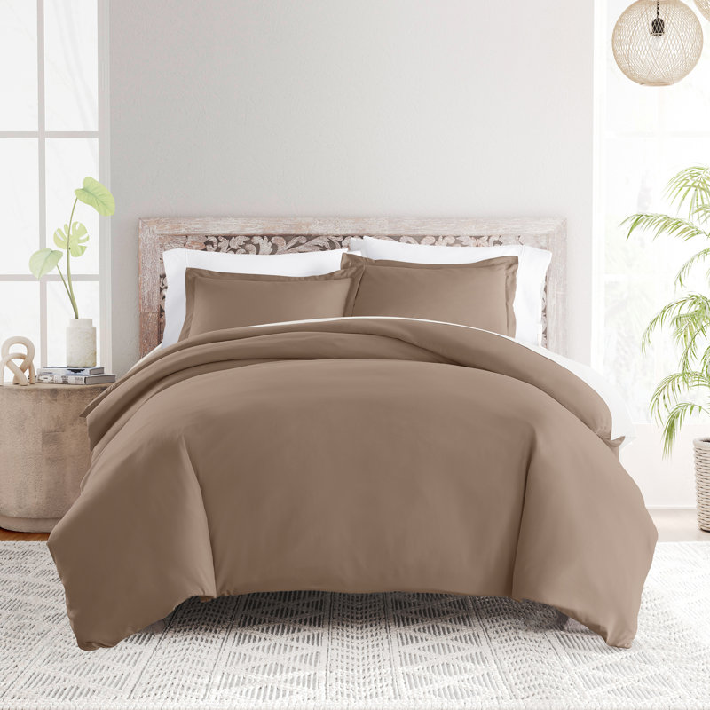 Super Soft Microfiber Duvet Cover Set, Taupe, Queen Duvet Cover + 2 Shams
