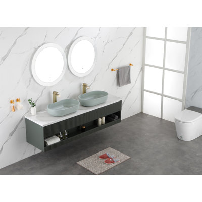 Récipient de salle de bain ovale 24 po x 14 po Modern Blue
